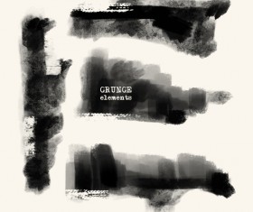 Black grunge brush vector set 05