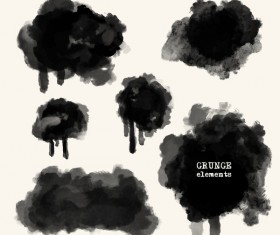 Black grunge brush vector set 06