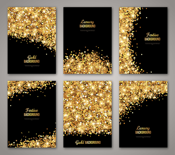 Black with golden brochure cover template vector
