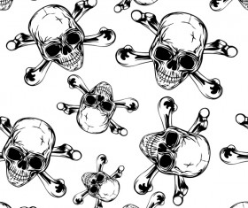 Black with white skull seamless pattern vector