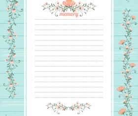 Blank paper with flower background vector 02