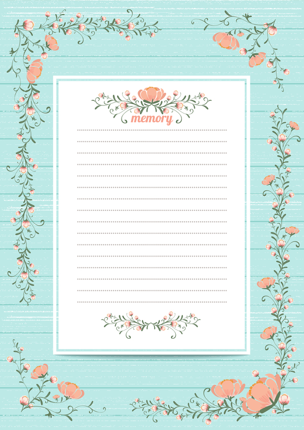 Blank paper with flower background vector 02