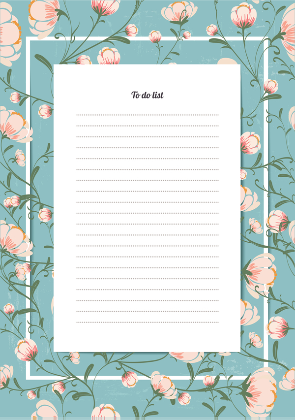 Blank paper with flower background vector 03