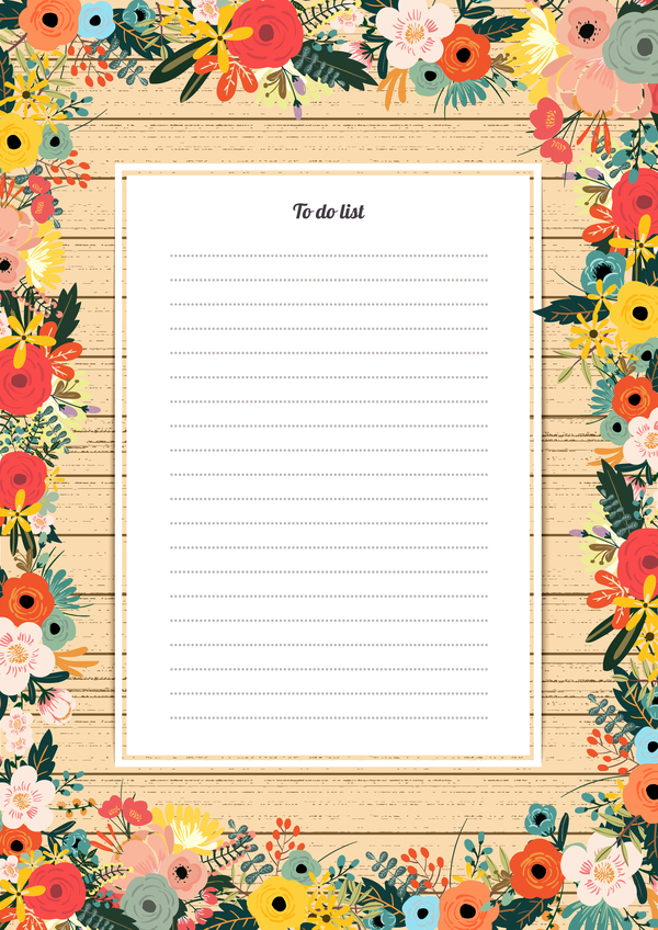 Blank paper with flower background vector 04
