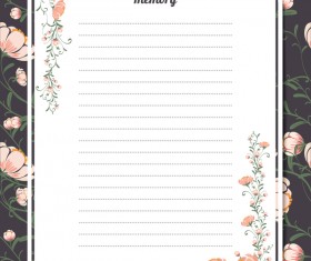 Blank paper with flower background vector 05