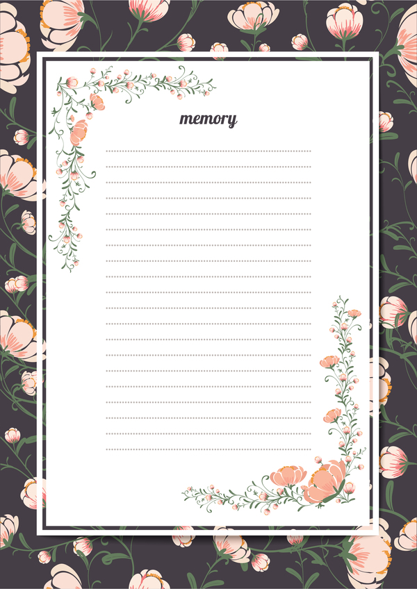Blank paper with flower background vector 05