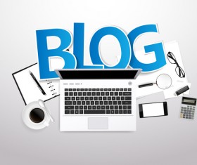 Blog with e-commerce template vector 02