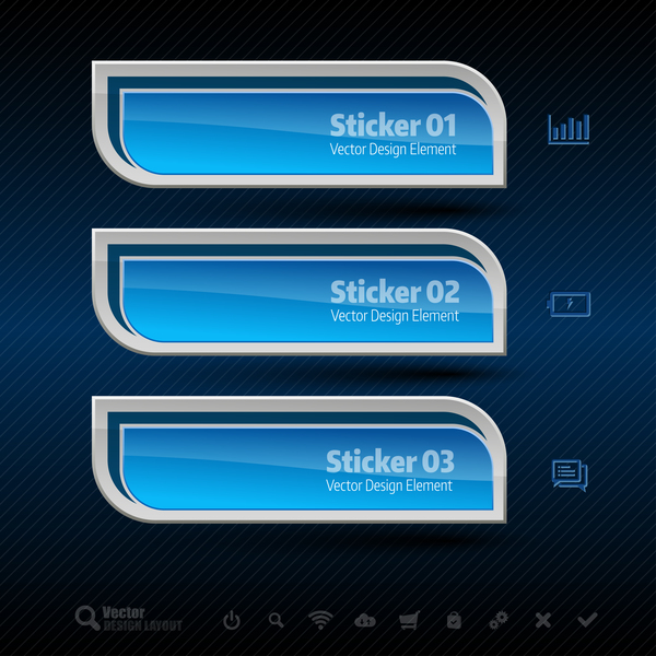 Blue curves banners vector