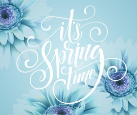 Blue spring background with gerbera flower vector