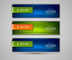 Blue with green glass texture banners vector 01