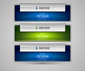 Blue with green glass texture banners vector 02