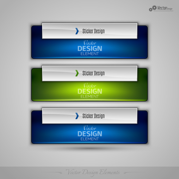 Blue with green glass texture banners vector 02