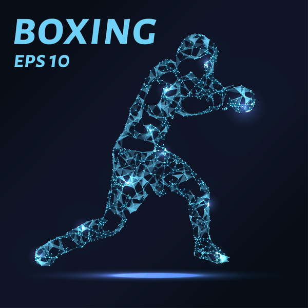 Boxing with points lines 3D vector 01