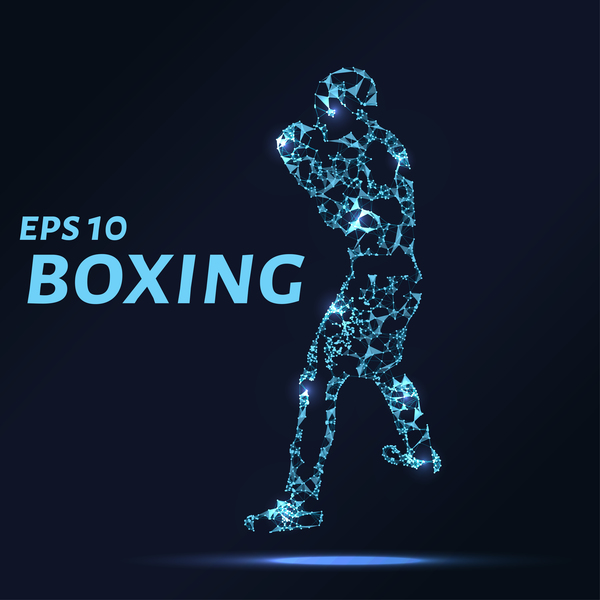 Boxing with points lines 3D vector 02