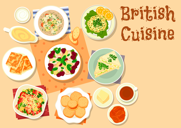 British cuisine food material vector 01