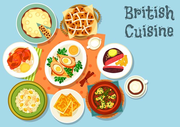 British cuisine food material vector 02