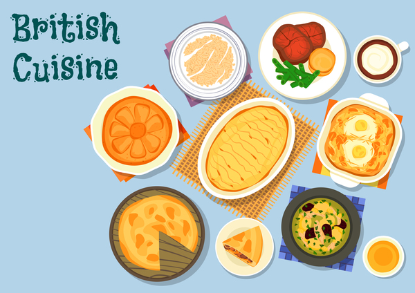 British cuisine food material vector 03