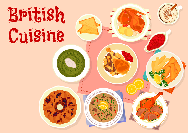 British cuisine food material vector 04