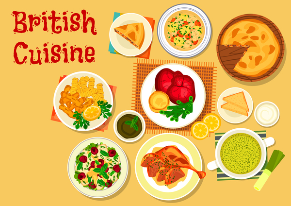British cuisine food material vector 05