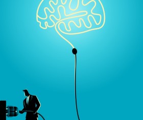 Businessman Silhouette Plug In Brain vector