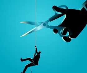 Businessman Silhouette Rope Scissors vector