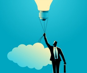 Businessman silhouette with light and bulb balloon vector