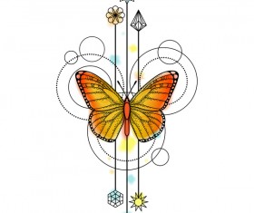 Butterfly with decorative illustration vector