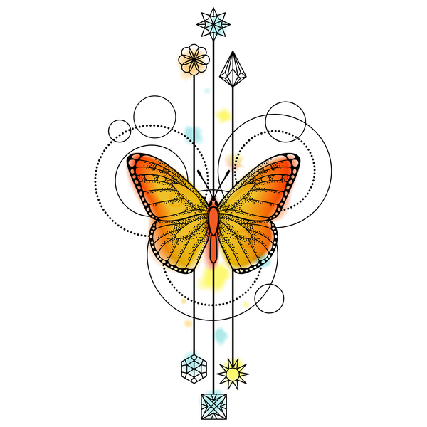 Butterfly with decorative illustration vector