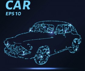 Car with points lines 3D vector 01