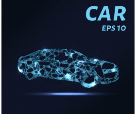 Car with points lines 3D vector 02