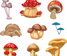 Cartoon mushrooms set vector