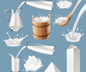 Casks and glass with milk splash illustration vectors