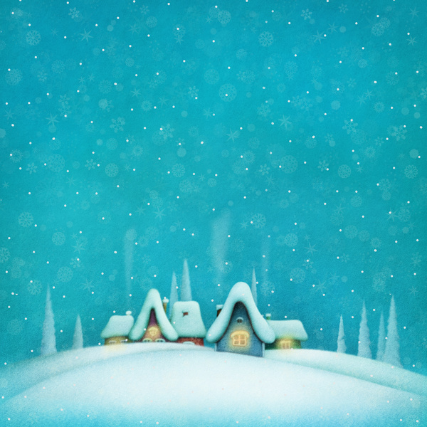 Castle with snowy sky cartoon Stock Photo