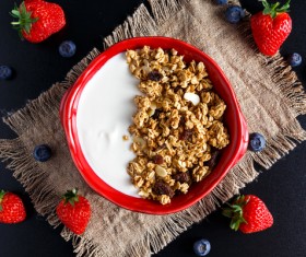 Cereal breakfast yogurt and fresh fruit Stock Photo 05