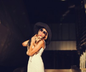 Charming woman with pet dog HD picture 08