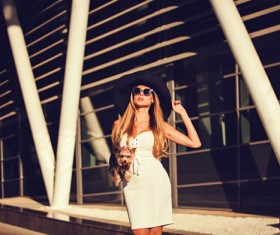 Charming woman with pet dog HD picture 15