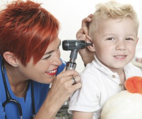 Check the children's ears Stock Photo