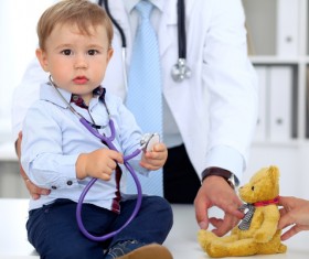 Children with stethoscope in the hospital Stock Photo