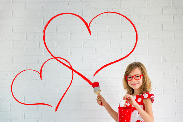 Children's heart-shaped white wall Stock Photo 03