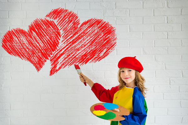 Children's heart-shaped white wall Stock Photo 06