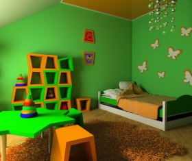 Childrens room green decoration Stock Photo