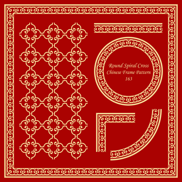 Chinese frame with ornaments vectors material 03
