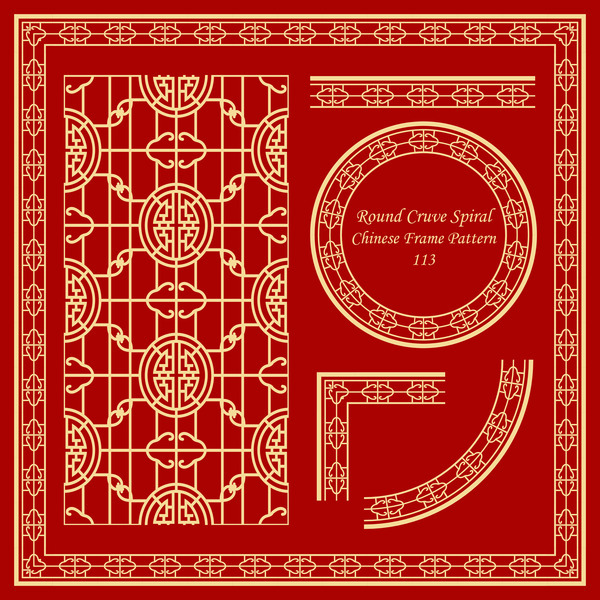 Chinese frame with ornaments vectors material 04