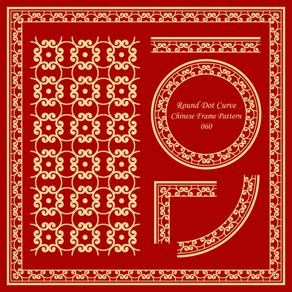 Chinese frame with ornaments vectors material 05