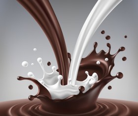 Chocolate and milk splash background vector
