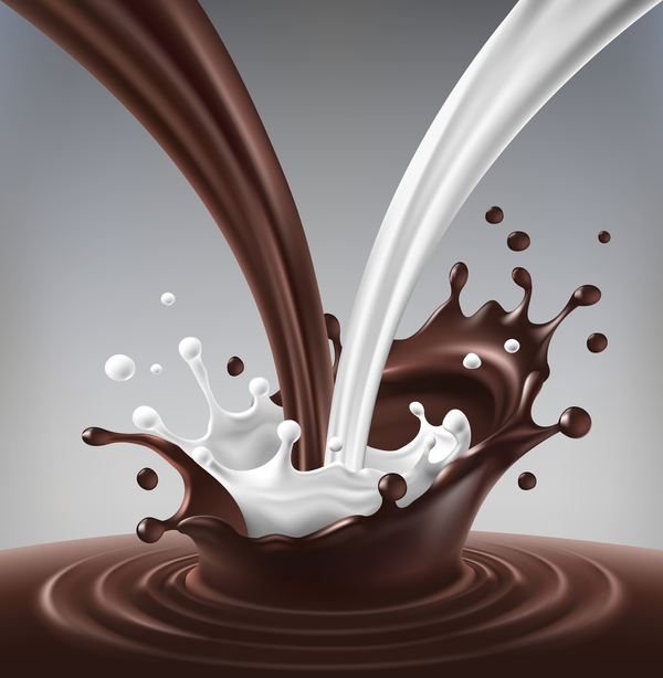 Chocolate and milk splash background vector