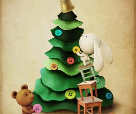 Christmas tree decoration Bear bunny Stock Photo