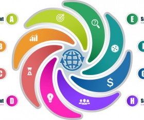 Circles whirl infographic vectors template 07