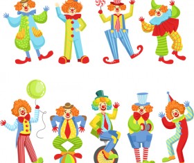 Circus clown vector material set 01