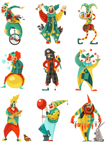Circus clown vector material set 03